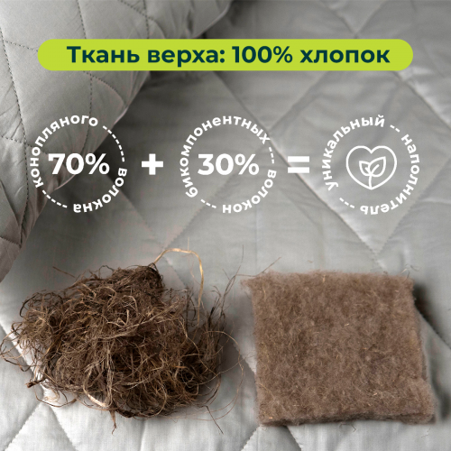 Наматрасник с конопляным наполнителем, серый